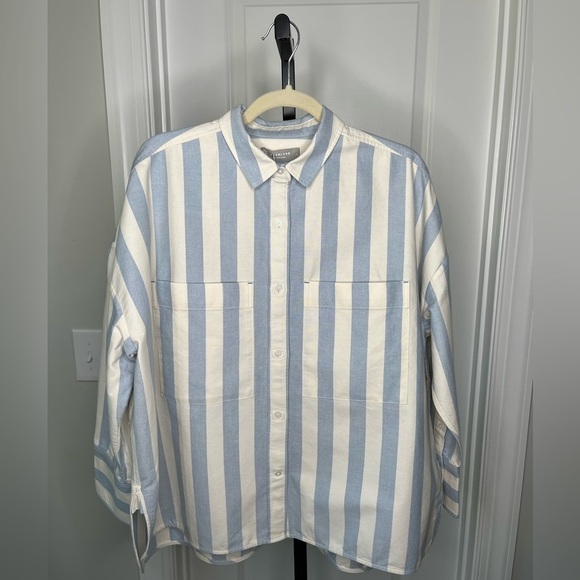 EVERLANE The Boxy Oxford Blue/White Stripe L, XL NWT - Picture 3 of 11